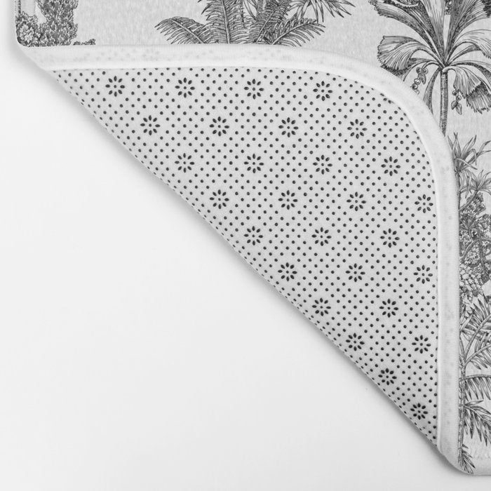 Toile de Jouy Exotic Jungle Monkeys Black & White Bath Mat Gallery Image 2