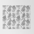 Toile de Jouy Exotic Jungle Monkeys Black & White Throw Blanket Gallery Image 2