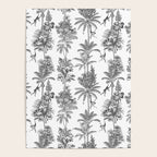 Toile de Jouy Exotic Jungle Monkeys Black & White Poster Gallery Image 4