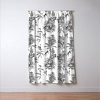 Toile de Jouy Exotic Jungle Monkeys Black & White Window Curtain Gallery Image 3