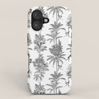Toile de Jouy Exotic Jungle Monkeys Black & White iPhone Case Gallery Image 1