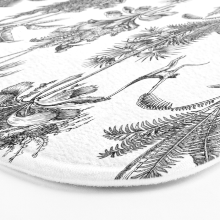 Toile de Jouy Exotic Jungle Monkeys Black & White Bath Mat Gallery Image 3