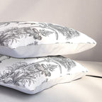 Toile de Jouy Exotic Jungle Monkeys Black & White Pillow Sham Gallery Image 3