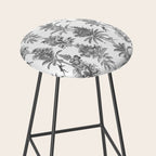Toile de Jouy Exotic Jungle Monkeys Black & White Stool Gallery Image 2