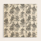 Toile de Jouy Exotic Jungle Monkeys Black & White Wood Wall Art Gallery Image 1