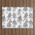 Toile de Jouy Exotic Jungle Monkeys Black & White Outdoor Rug Gallery Image 1