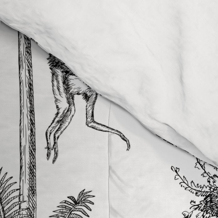 Toile de Jouy Exotic Jungle Monkeys Black & White Comforter Gallery Image 4