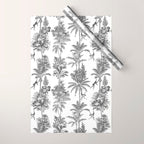 Toile de Jouy Exotic Jungle Monkeys Black & White Wrapping Paper Gallery Image 1