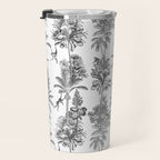 Toile de Jouy Exotic Jungle Monkeys Black & White Travel Mug Gallery Image 3
