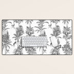 Toile de Jouy Exotic Jungle Monkeys Black & White Desk Mat Gallery Image 1