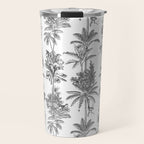 Toile de Jouy Exotic Jungle Monkeys Black & White Travel Mug Gallery Image 1