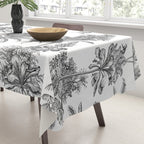 Toile de Jouy Exotic Jungle Monkeys Black & White Tablecloth Gallery Image 3