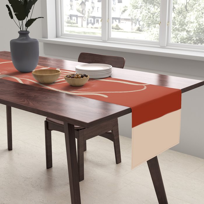 Minimal Abstract Art Three Faces 2 Table Runner Gallery Image 2