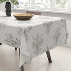 Fleur De Lis In Cool Neutral Grey Tablecloth Gallery Image 3
