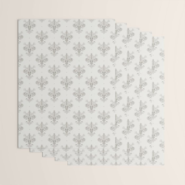Fleur De Lis In Cool Neutral Grey Wrapping Paper Gallery Image 3