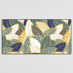 Leaf wall // navy blue pine and sage green leaves golden lines Desk Mat Gallery Image 3