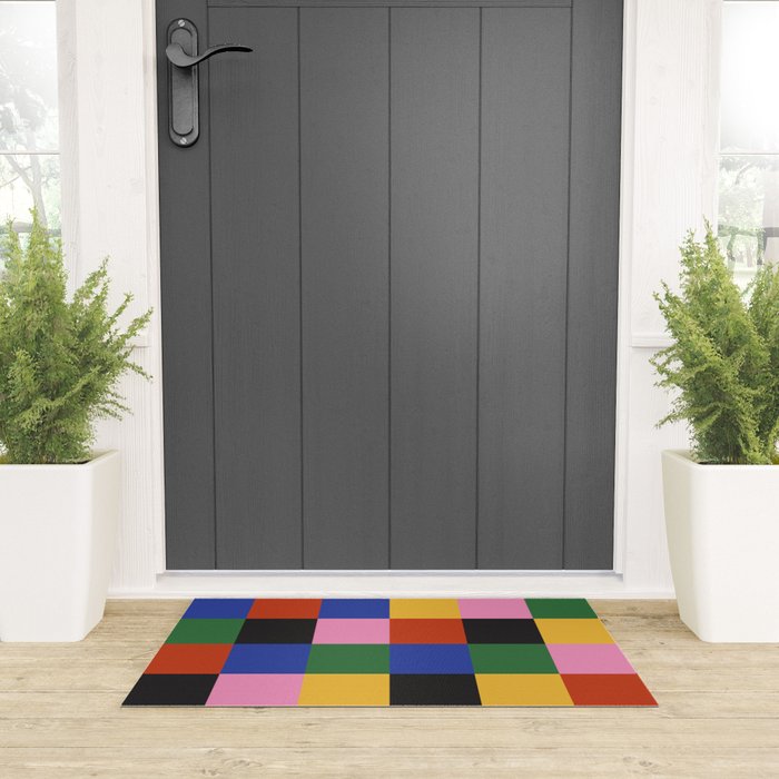 Bold Colorful Checks Pattern - Large XVII Welcome Mat Gallery Image 3