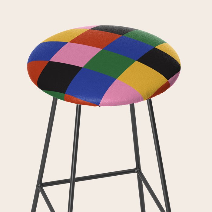 Bold Colorful Checks Pattern - Large XVII Stool Gallery Image 2