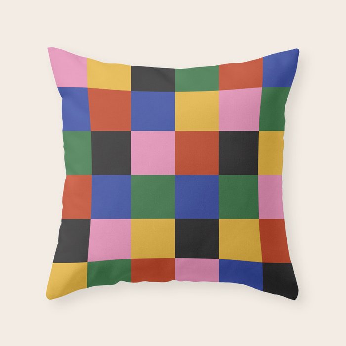 Bold Colorful Checks Pattern - Large XVII Throw Pillow Gallery Image 1
