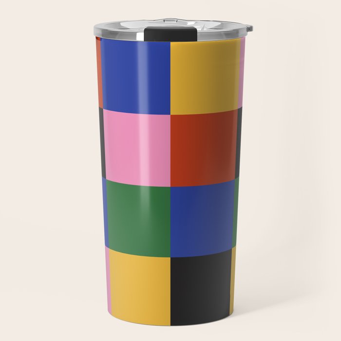 Bold Colorful Checks Pattern - Large XVII Travel Mug Gallery Image 1