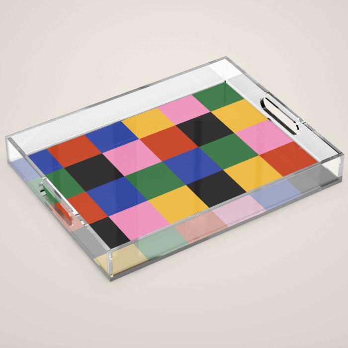Bold Colorful Checks Pattern - Large XVII Acrylic Tray Gallery Image 1