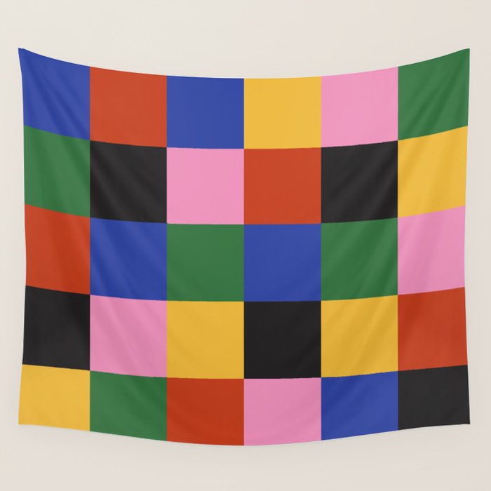 Bold Colorful Checks Pattern - Large XVII Wall Tapestry Gallery Image 1