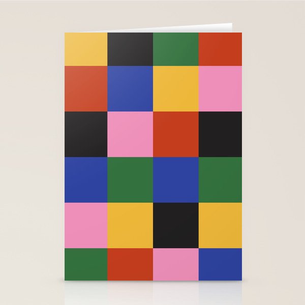 Bold Colorful Checks Pattern - Large XVII Stationery Card Gallery Image 1