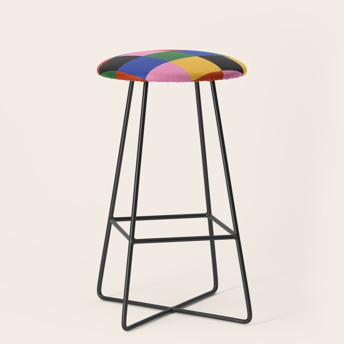 Bold Colorful Checks Pattern - Large XVII Stool Gallery Image 1