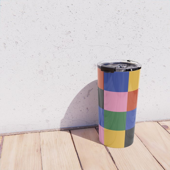 Bold Colorful Checks Pattern - Large XVII Travel Mug Gallery Image 4