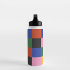 Bold Colorful Checks Pattern - Large XVII Water Bottle Gallery Image 3
