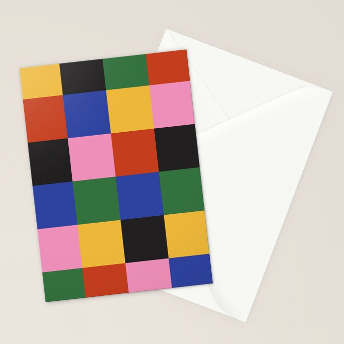 Bold Colorful Checks Pattern - Large XVII Stationery Card Gallery Image 2