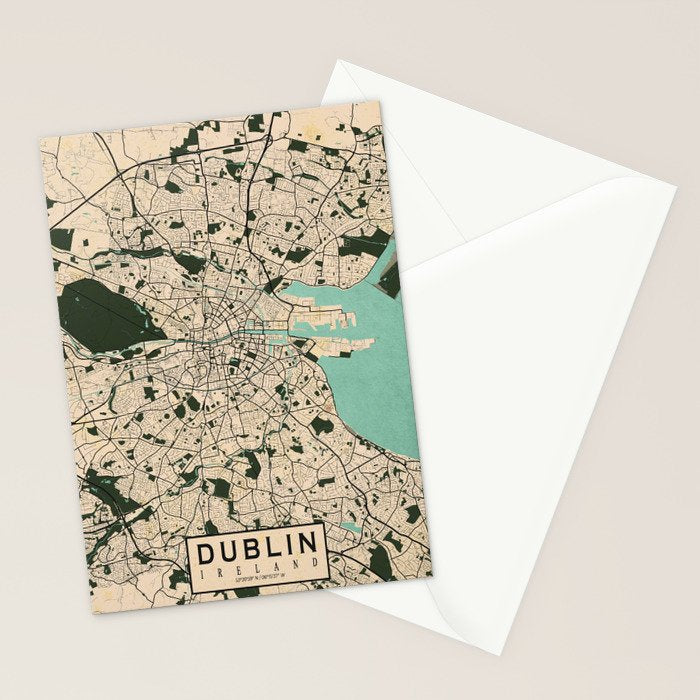 Dublin City Map of Ireland - Vintage Stationery Card Gallery Image 2