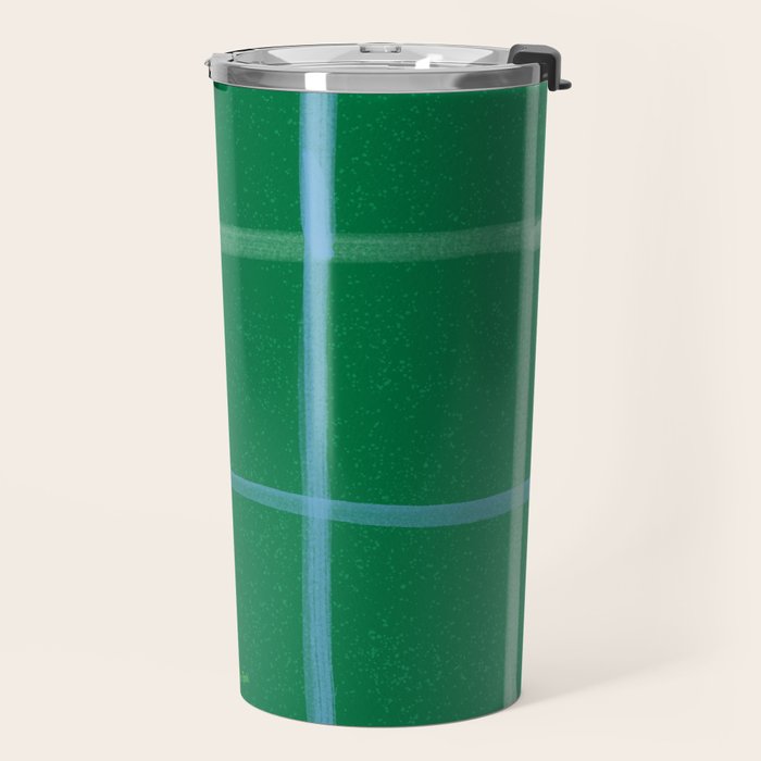 Abstract Tennis Net Pattern in Grass Green Travel Mug Gallery Image 2