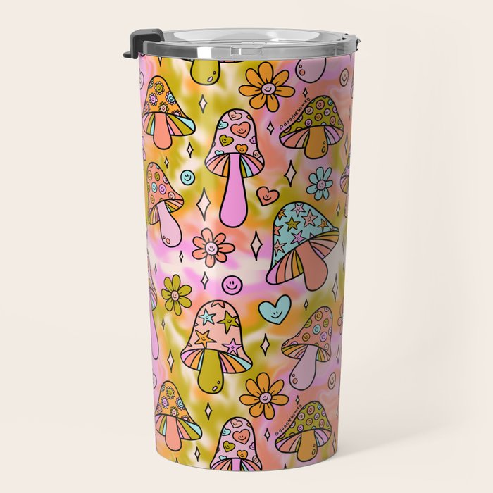 Tie Dye Mushroom Print Travel Mug Gallery Image 3