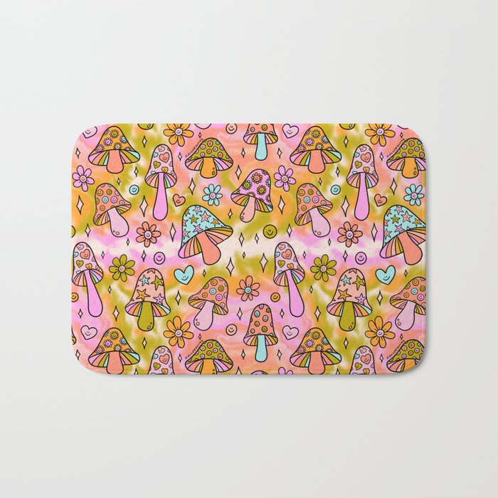 Tie Dye Mushroom Print Bath Mat Gallery Image 1