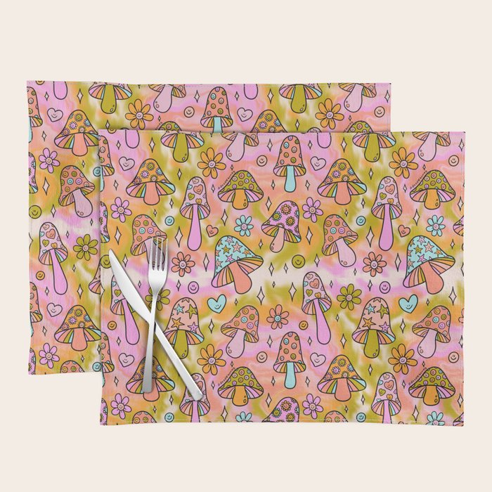 Tie Dye Mushroom Print Placemat Gallery Image 1