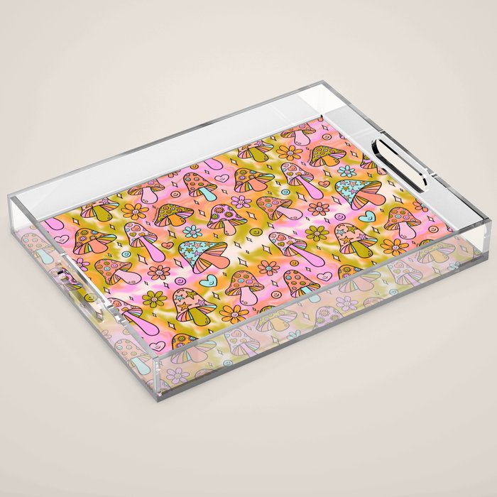 Tie Dye Mushroom Print Acrylic Tray Gallery Image 1