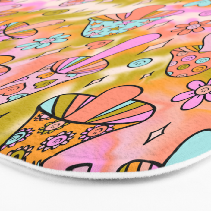 Tie Dye Mushroom Print Bath Mat Gallery Image 3