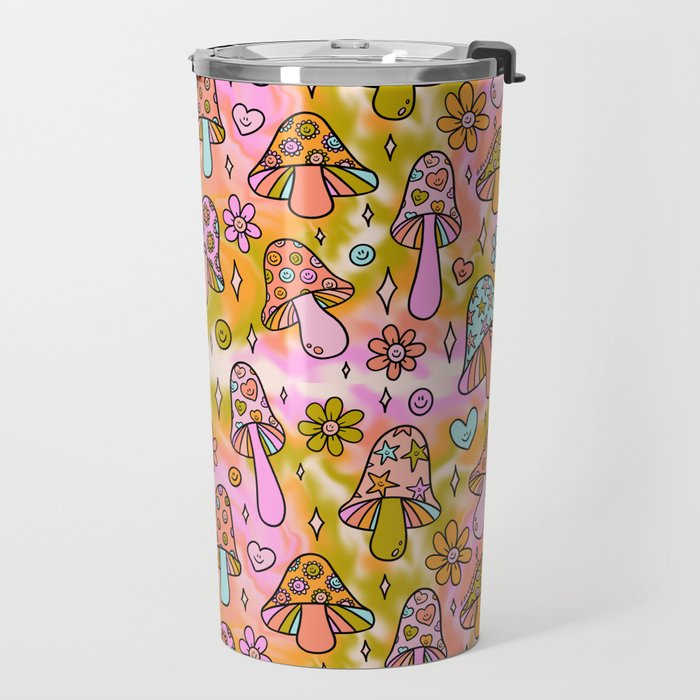 Tie Dye Mushroom Print Travel Mug Gallery Image 2