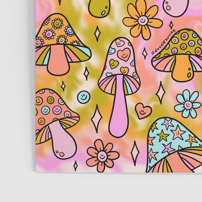 Tie Dye Mushroom Print Poster Gallery Image 3