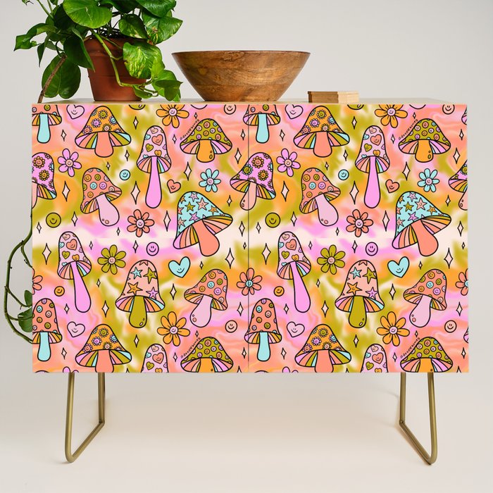 Tie Dye Mushroom Print Credenza Gallery Image 1