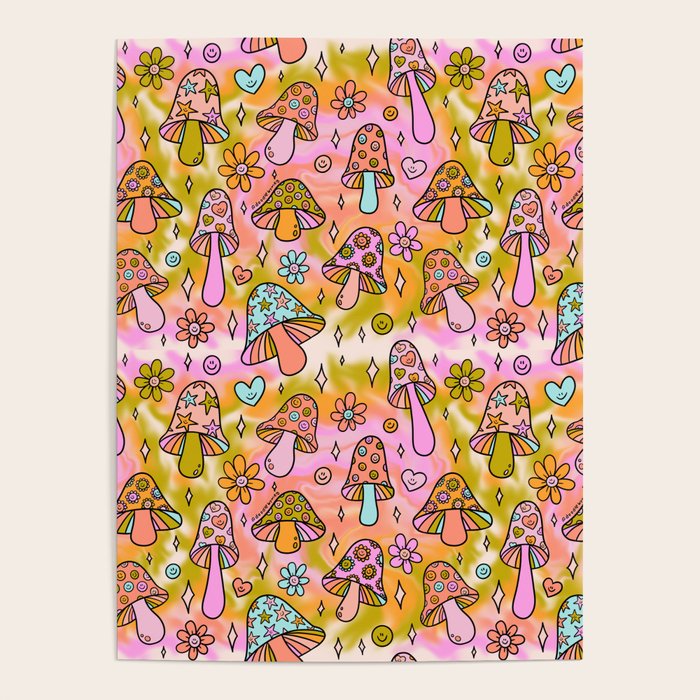 Tie Dye Mushroom Print Poster Gallery Image 4