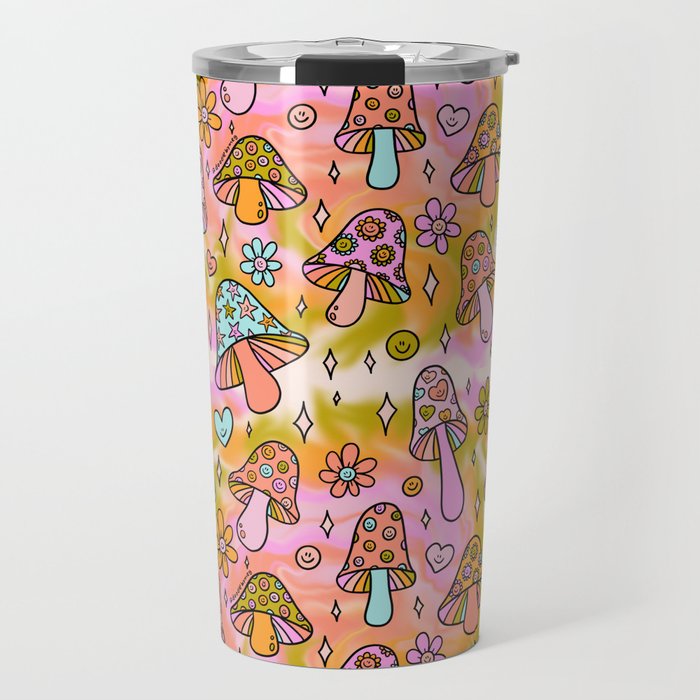 Tie Dye Mushroom Print Travel Mug Gallery Image 1