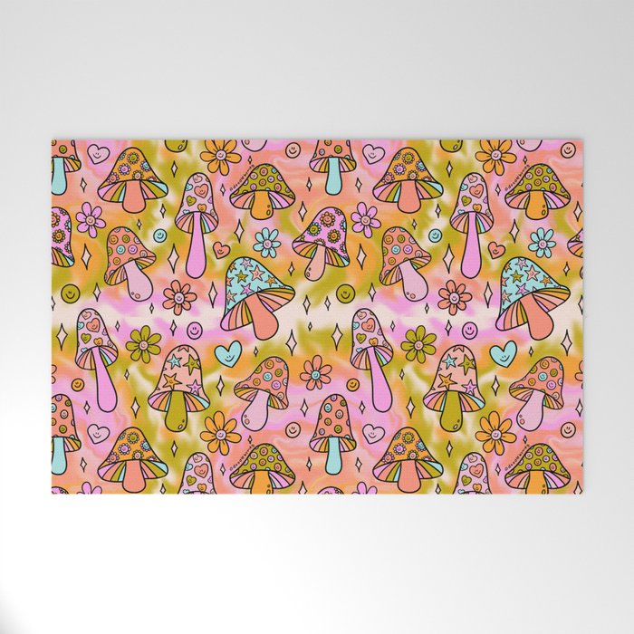 Tie Dye Mushroom Print Welcome Mat Gallery Image 1