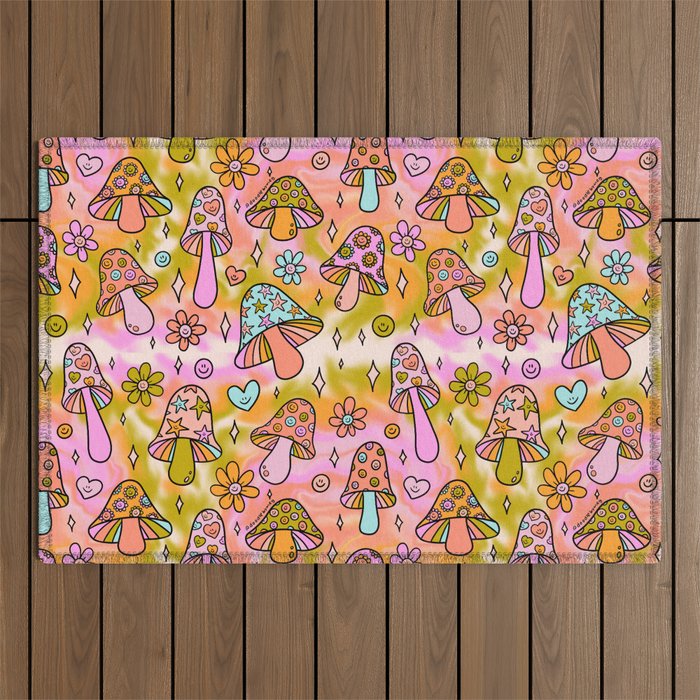 Tie Dye Mushroom Print Outdoor Rug Gallery Image 1