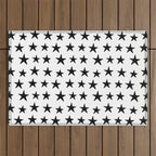 Star Pattern Black On White Outdoor Rug Gallery Image 1