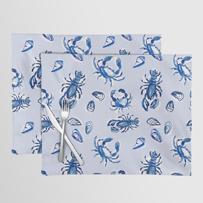 Blue and White Sea Life Placemat Gallery Image 1