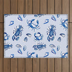 Blue and White Sea Life Outdoor Rug Gallery Image 1