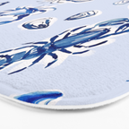 Blue and White Sea Life Bath Mat Gallery Image 3