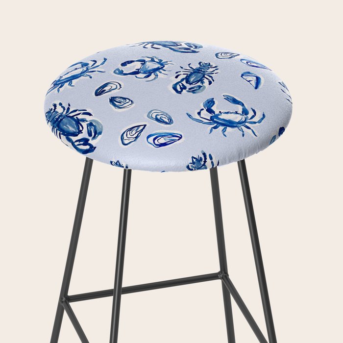 Blue and White Sea Life Stool Gallery Image 2